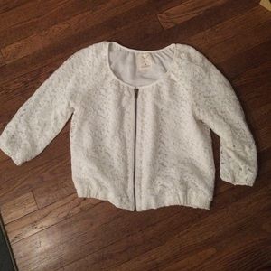 White eyelet bomber jacket