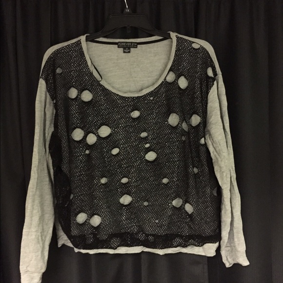 Ripped Net Crewneck Sweater