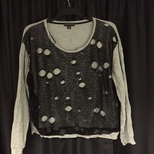 Ripped Net Crewneck Sweater