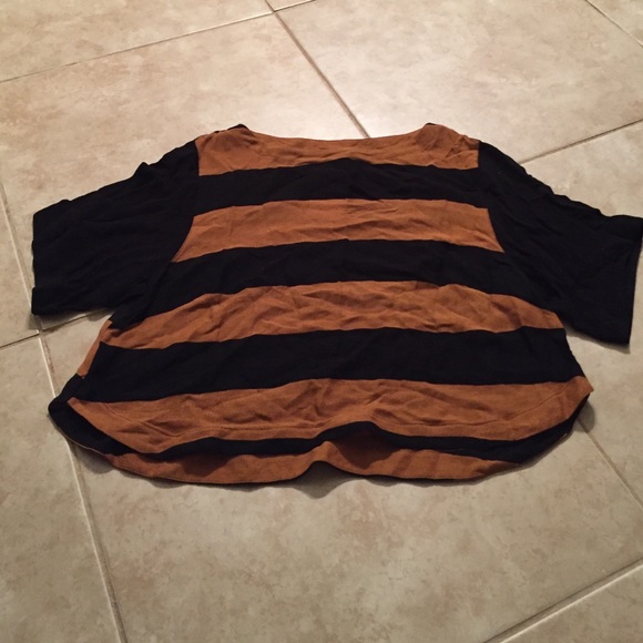 camel brown & black striped shirt