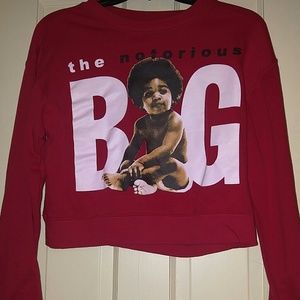 Red crop top sweat shirt