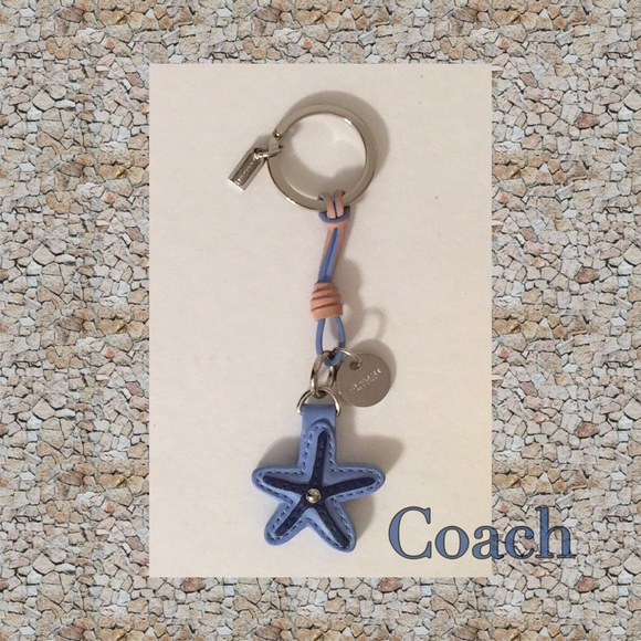 💰SOLD Coach New Blue Leather Starfish Key Chain
