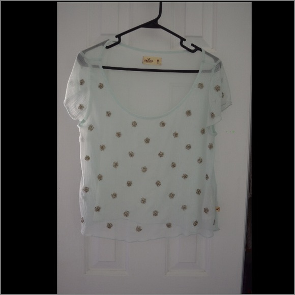 Mint colored beaded top