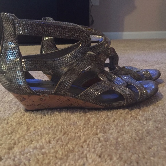 Silver wedge sandals - Picture 1 of 4