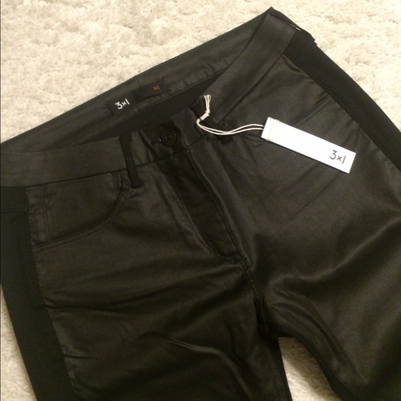 3x1 Coated Contrast Black Jeans NWT - Picture 3 of 4