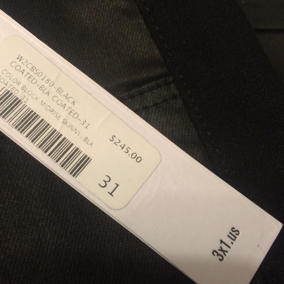 3x1 Coated Contrast Black Jeans NWT - Picture 4 of 4