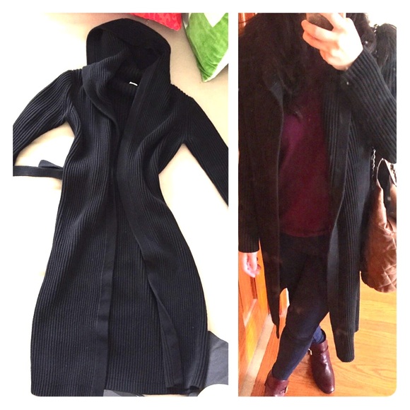 J. Crew Sweaters - Jcrew blk long duster waist wrap sweater jacket xs