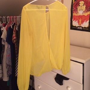 Bebe sheer yellow blouse