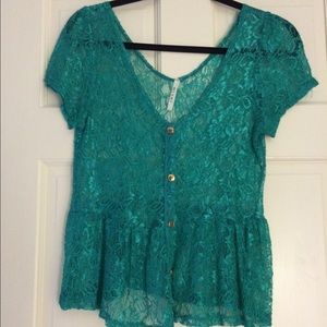 Blue lacy top