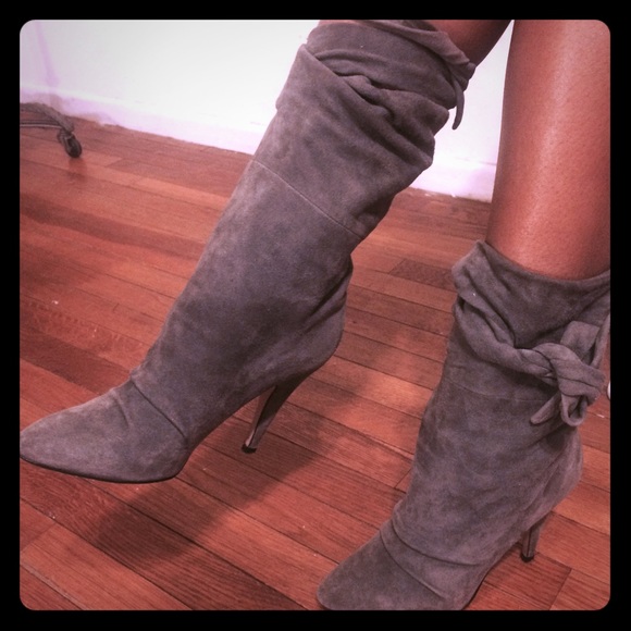 Aldo grey suede  ankle tie booties  size 7