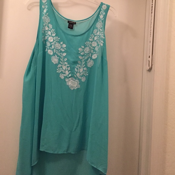 Torrid mint green with white flower accents tank