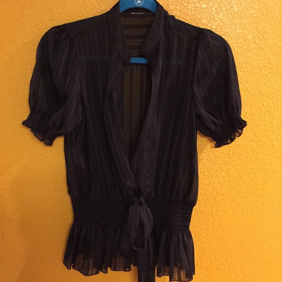 Black Sheer Top with a Strand of Silver ...