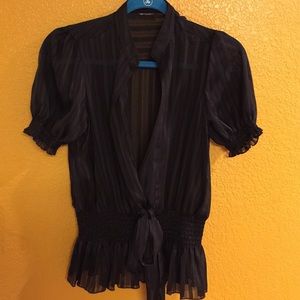 Black Sheer Top with a Strand of Silver ...