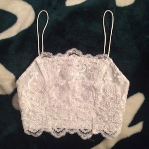 TOPSHOP white lace crop top