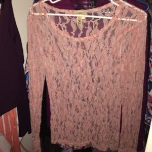 Bke buckle pink lace top