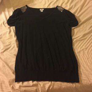 Worthington Shoulder Detail Cap Sleeve Blouse