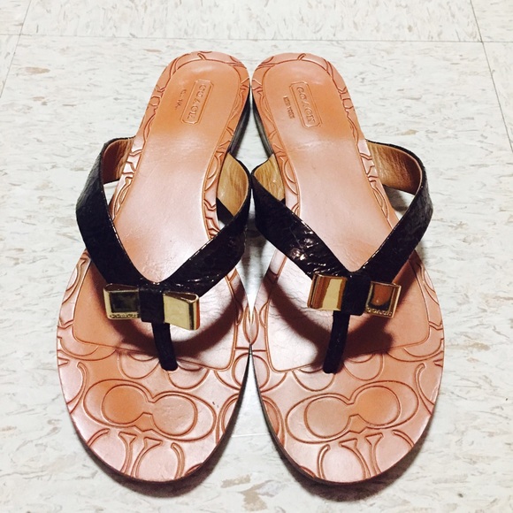 Coach Shoes - Coach Sable brown leather flip flops / sandal