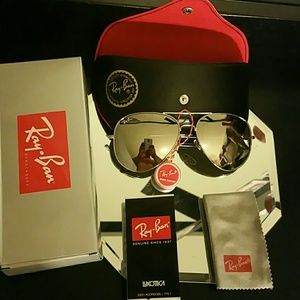 58mm ray-ban aviator silver frame silver lens