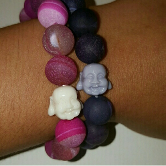 Two Druzy Crystal Good Luck Buddha Bracelets NWT