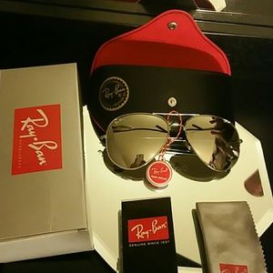 58mm ray-ban aviator silver frame silver lens