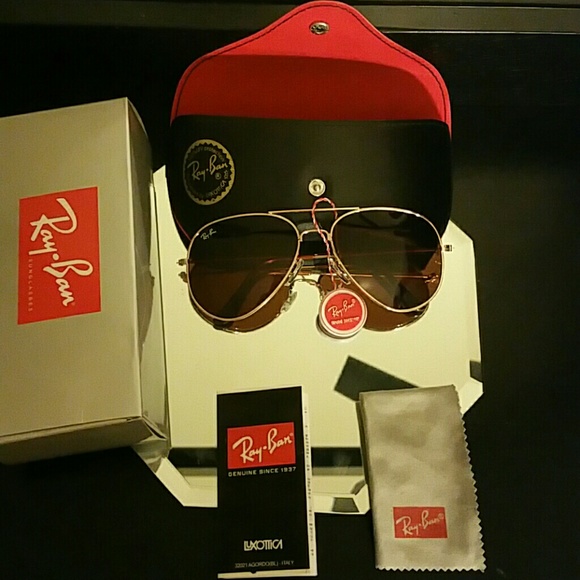 58mm ray-ban aviator gold frame brown lens