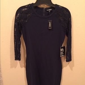 NWT express fitted dress with lace 3/4 sleeve.