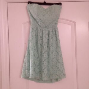 Mint lace dress with open back