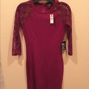 NWT express fitted dress with lace 3/4 sleeve.