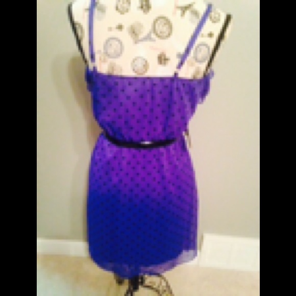 Bright Blue Dress with Black Polkadots - Picture 3 of 3