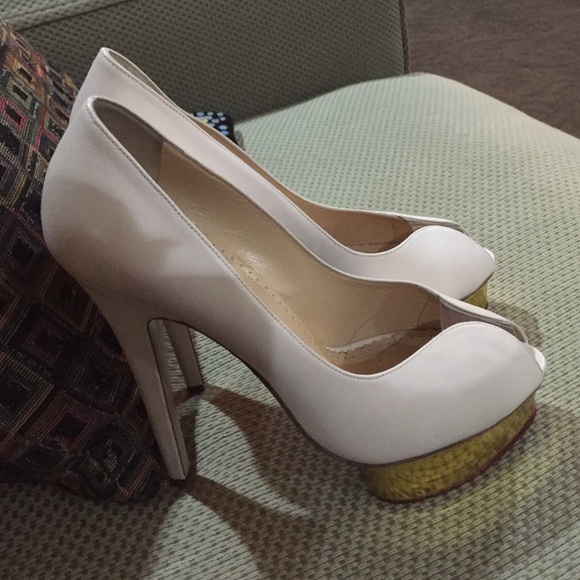 Charlotte Olympia Shoes - Brand new nude and gold Charlotte Olympia pumps