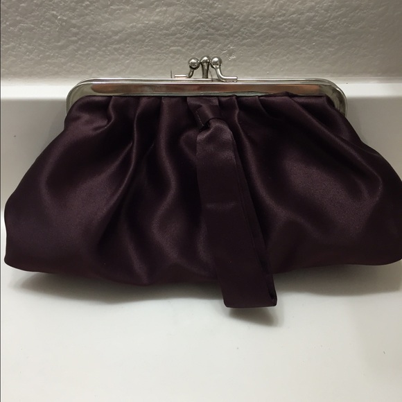Brown satin clutch