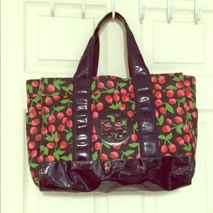 Tory burch cherry print tote handbag
