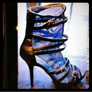 ISO THESE *Navy Blue Leather & Mesh Bootie*