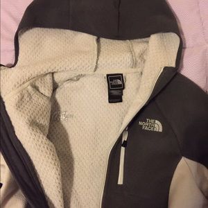 White & Grey North Face fleece, medium weight