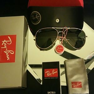 58mm ray-ban aviator gold frame black lens
