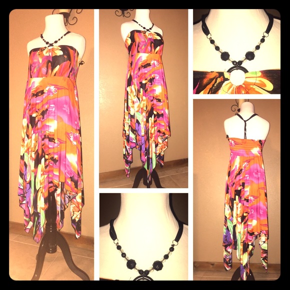 Floral Asymmetrical Hem Dress