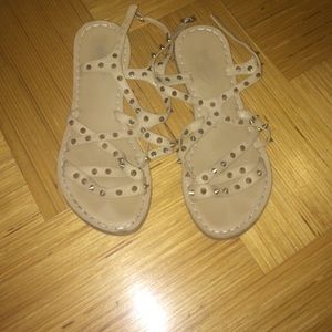 Tan stud strappy gladiator sandals