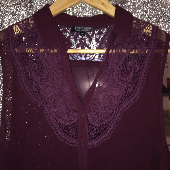 Maroon Chiffon Topshop lace blouse