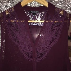 Maroon Chiffon Topshop lace blouse