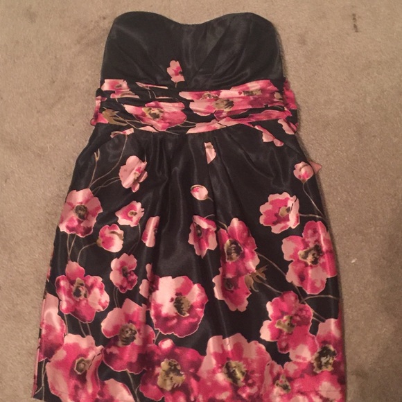 Gorgeous black and pink floral mini dress