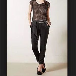 Sale Anthropologie Elevenses black velvet crops 10