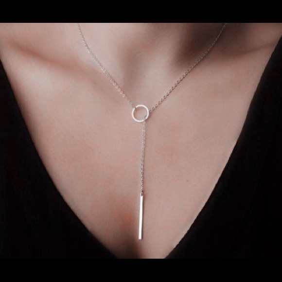 Jewelry - Circle &amp; Bar Necklace-SILVER