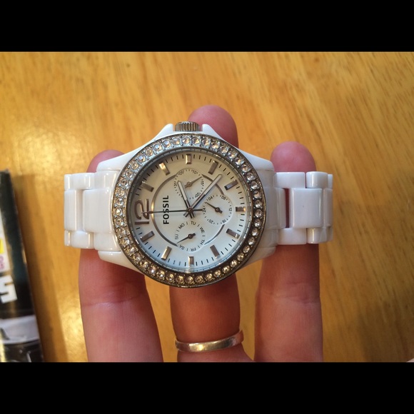 White Fossil watch