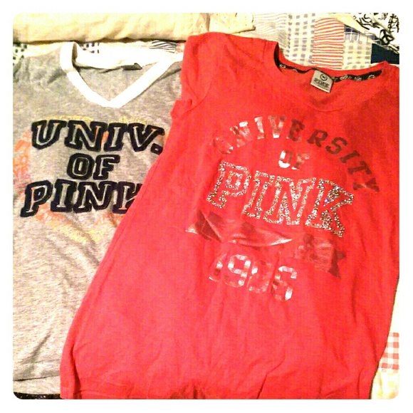 2 pink victoria secret shirts