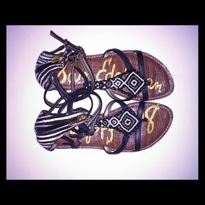 Sam Edelman Giselle sandals in black and leopard.