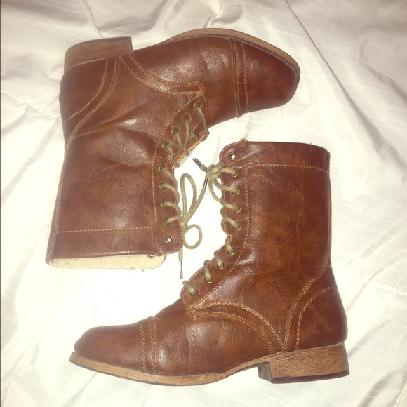 Distressed combat boots
