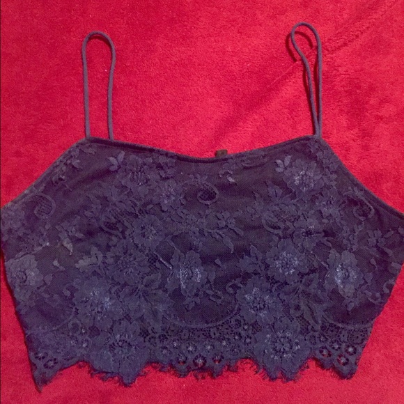 H&M Tops - H&m navy lace crop top