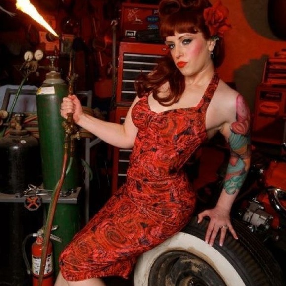 Tatyana Boutique Red Roses Pinup Dress