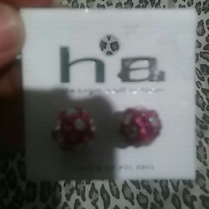 New hot pink and rhinestone earrings