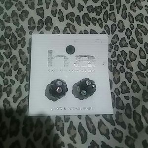 New black stud earrings